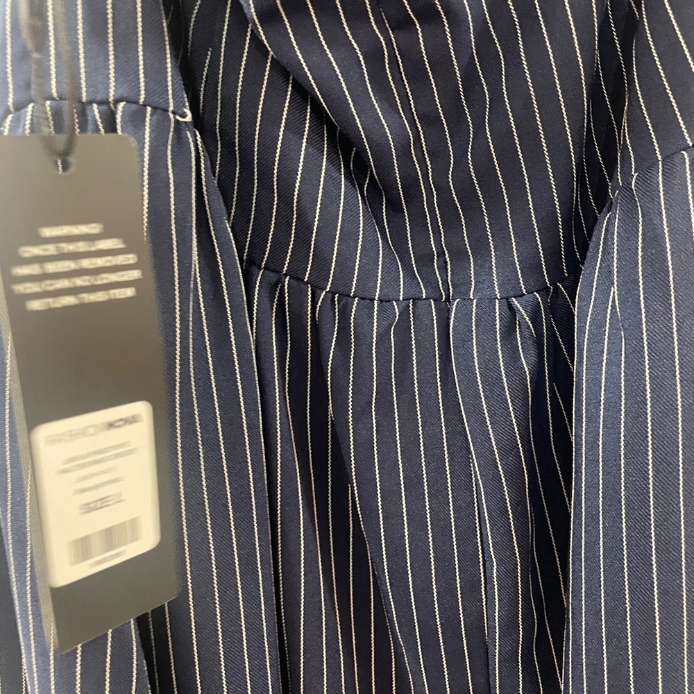 Jayla Pinstripe Halter Maxi Dress - Navy/combo  Size L - Picture 5 of 7